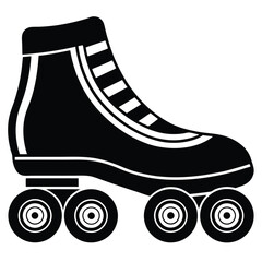 Black leather roller skates isolated on a white background, perfect for sport and fashion illustration