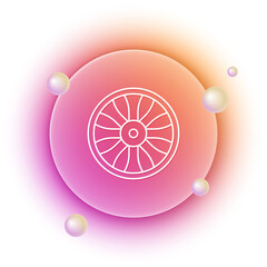 White Alloy wheel for car icon isolated on white background. Orange and pink gradient circle background. Vector