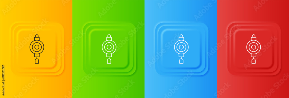 Poster white chinese paper lantern icon isolated on colorful background. set icons in square buttons. vecto