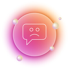 White Sad smile icon isolated on white background. Emoticon face. Orange and pink gradient circle background. Vector
