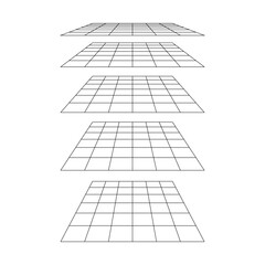 3d wireframe perspective grid room template design vector illustration background. Empty 3 dimension virtual room with perspective wireframe grid geometric sketch. Cyber virtual line interior frame.