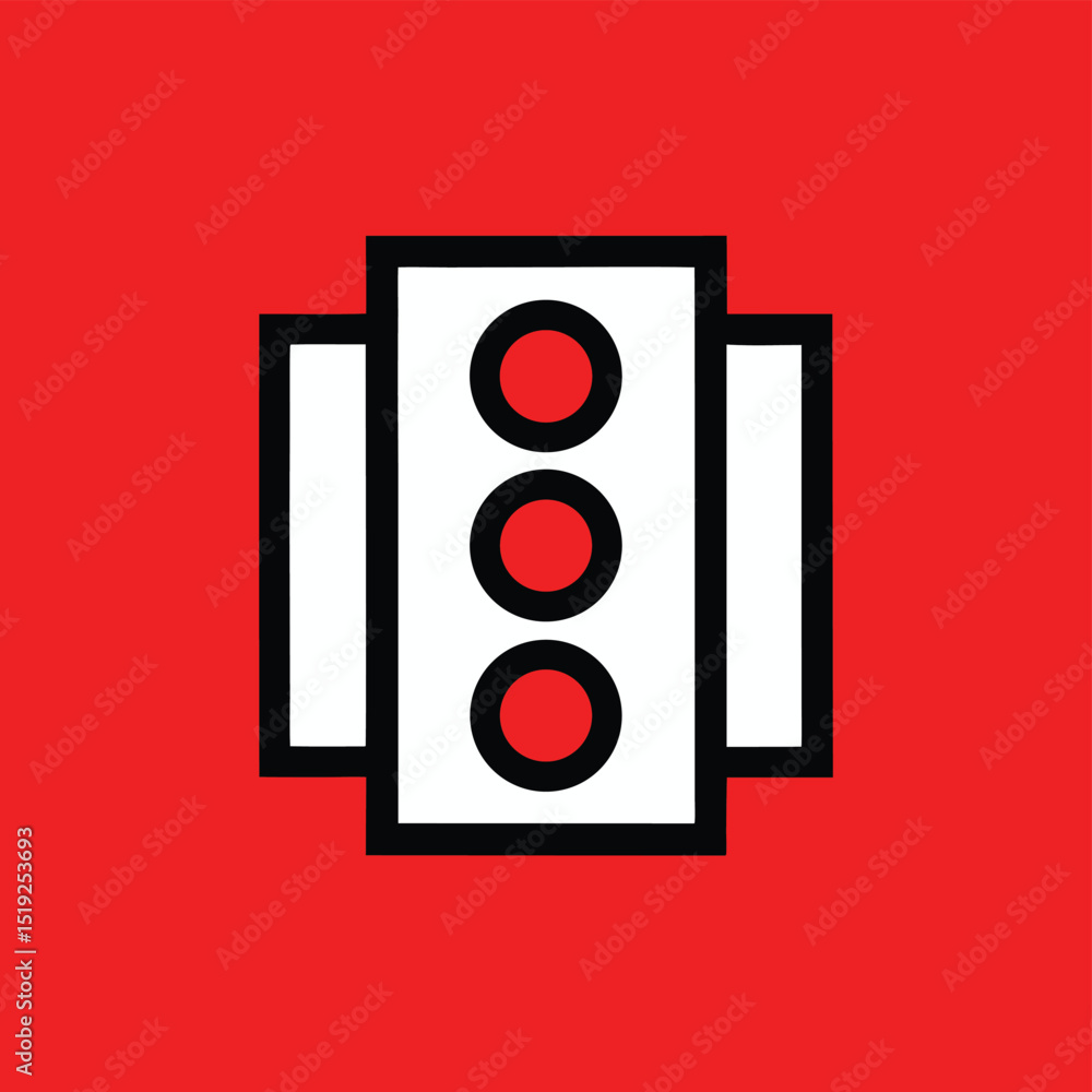 Poster abstract traffic light design representing stop and go signal with red lights