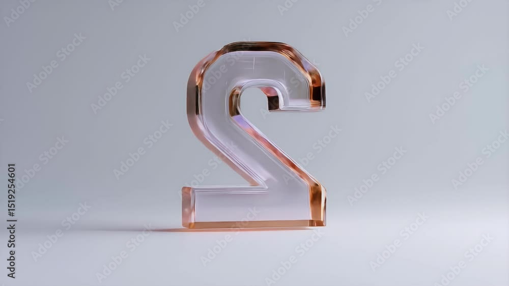 Poster ガラスの2 白色の背景における透明な数字の3dレンダリング オブジェクトクリスタルデザイン