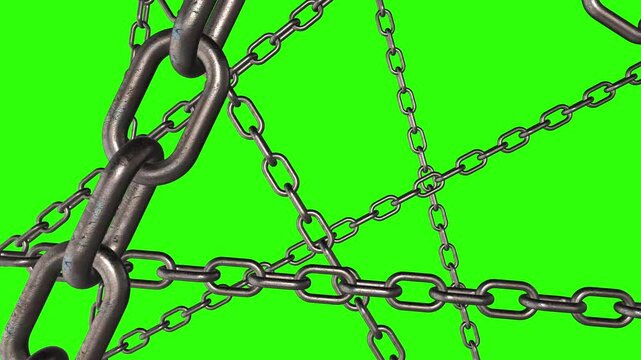 chain animation on a green screen.