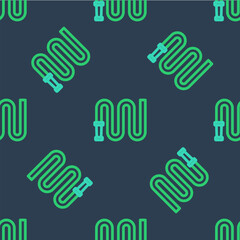 Fototapeta premium Line Fire hose reel icon isolated seamless pattern on blue background. Vector