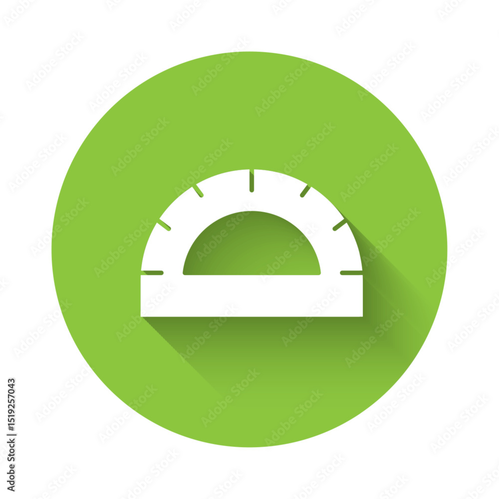 Poster white protractor grid for measuring degrees icon isolated with long shadow. tilt angle meter. measur
