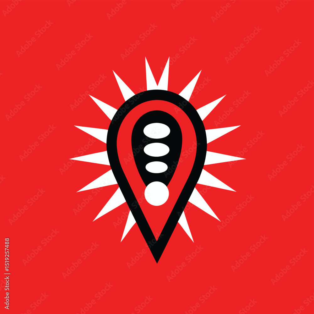 Poster abstract design element with spikes and teardrop shape on red background