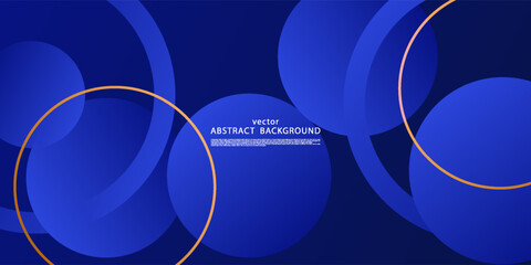 Abstract blue circle background. Trendy circle pattern geometric design and simple gold lines. Vector Eps10