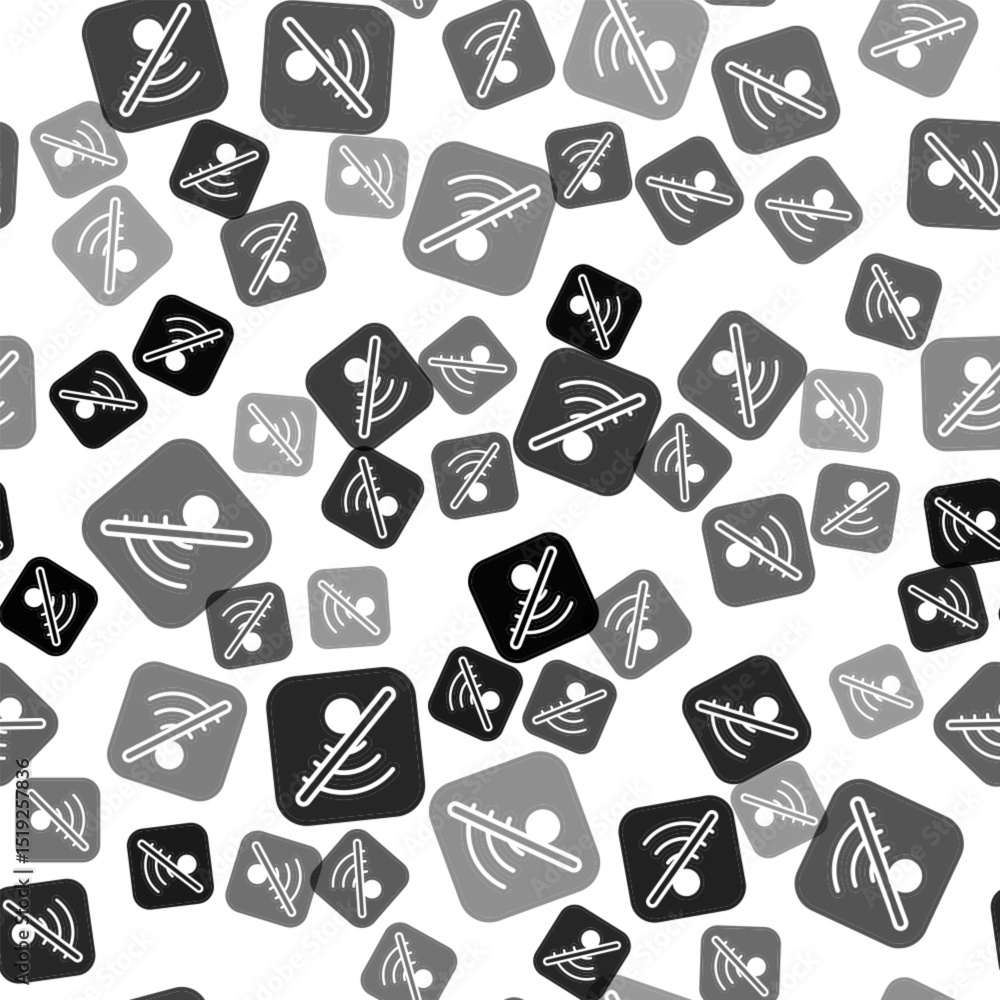 Poster black no wi-fi wireless internet network symbol icon isolated seamless pattern on white background. 
