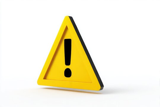 A yellow triangular warning sign featuring a black exclamation mark, indicating a hazard or potential danger. The sign is isolated on a white background.