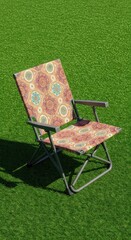  Vibrant Outdoor Folding Camping Chair with Colorful Bohemian Pattern, Lightweight Portable Lawn Chair with Armrests for Garden, Picnic, Festival, and Backyard Relaxation