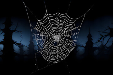 spider web with dew drops