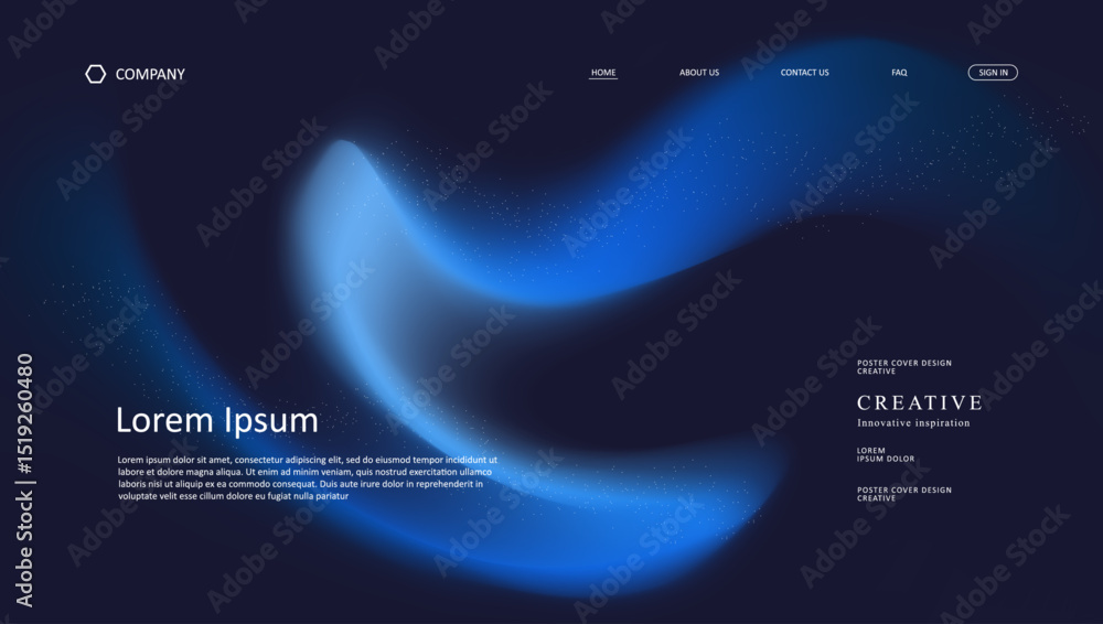 Poster abstract wave futuristic design of landing page. retro gradient mesh website design