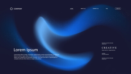 Abstract wave futuristic design of landing page. retro gradient mesh website design	