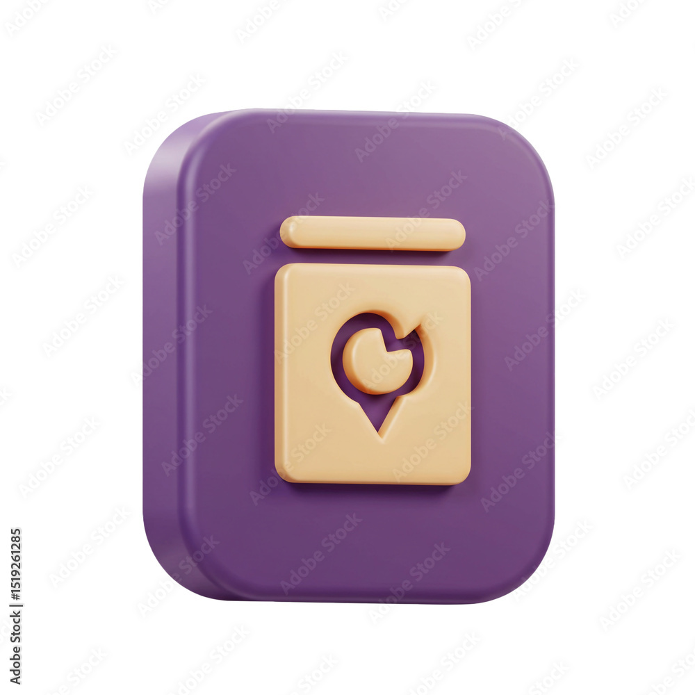 Aufkleber 3d rendered illustration of a digital application icon with a location pointer on a purple backgroun