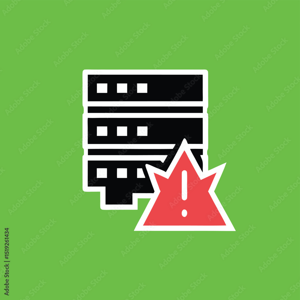 Poster server error icon illustrating system failure and data center outage problems