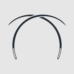 Two curved sewing needles crossed. Vector illustration