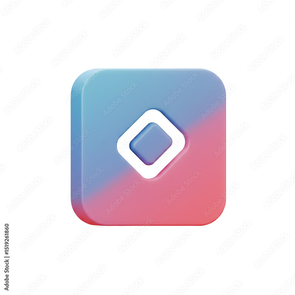 Aufkleber 3d icon of a rounded square with a diamond inside: modern design and graphic element