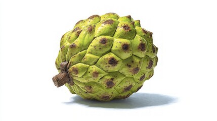 Fototapeta premium Single Green Cherimoya Fruit Closeup