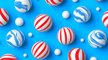 Abstract Geometric Pattern with Red White Blue Spheres