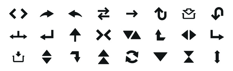 Arrow icons set different sort of arrows vector. Different direction, double arrow, compare, login, sort, opposite, Interface arrow icon set, VECTOR ILLUSTRATION