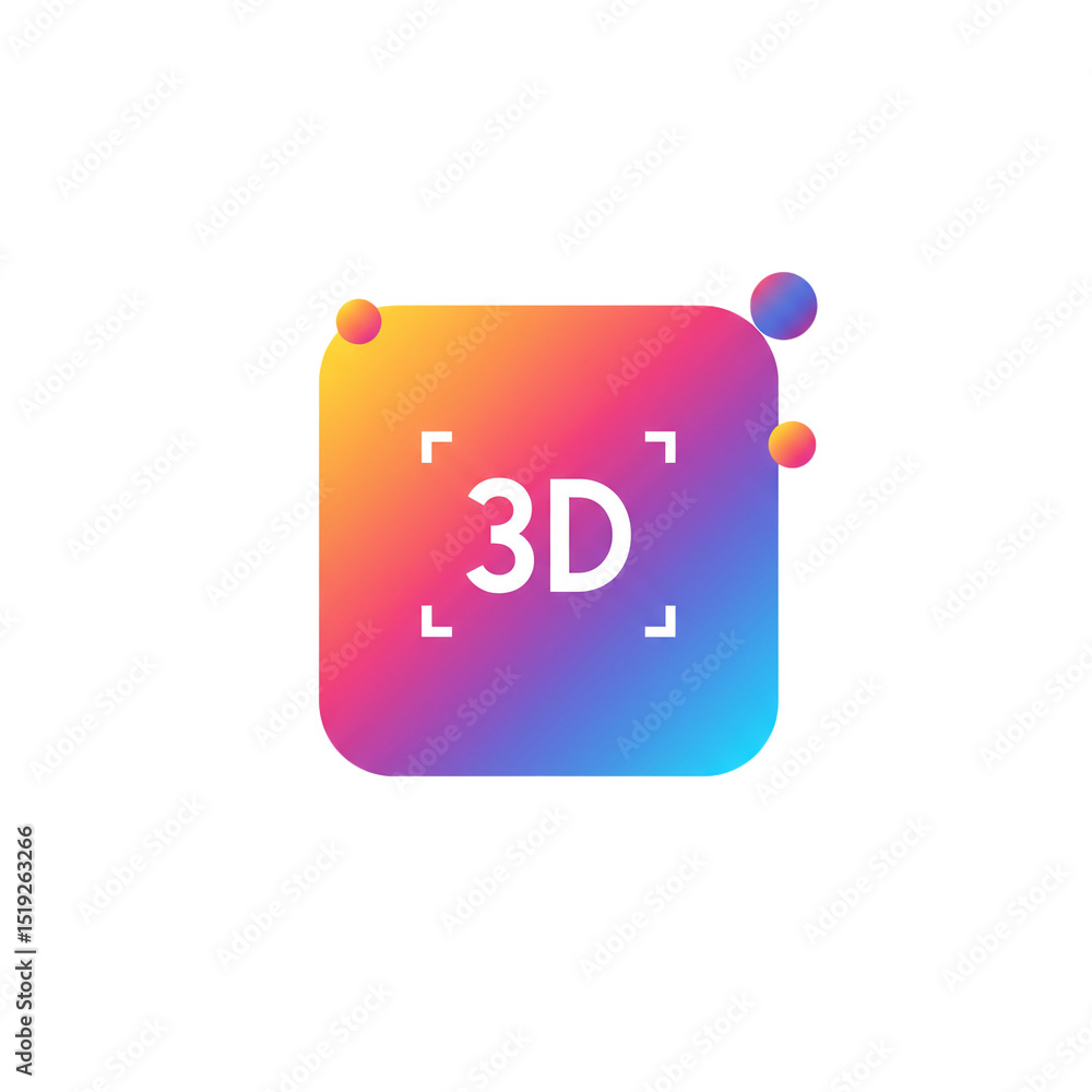 Poster modern 3d technology icon with colorful gradient, perfect for web design and apps