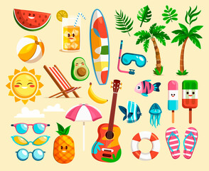 Cartoon Summer Vacation Element Collection