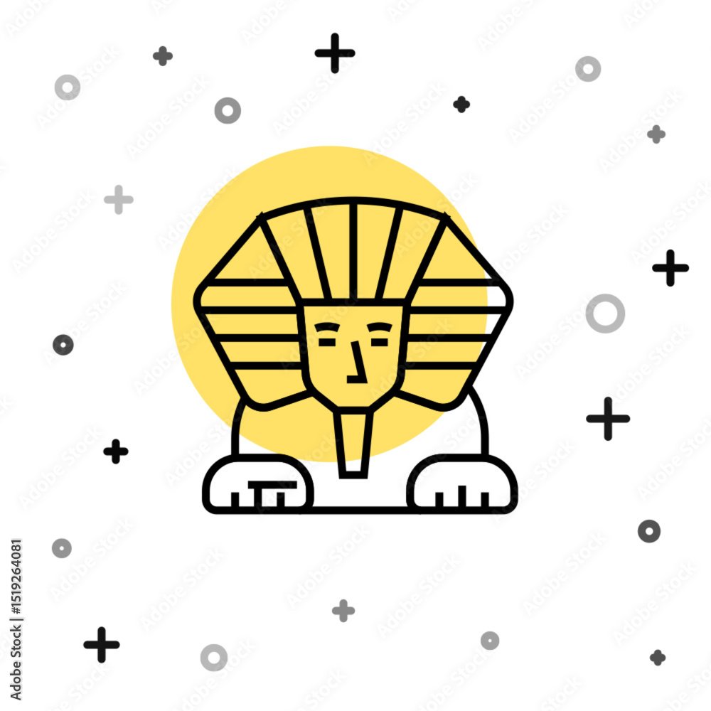 Poster black line sphinx - mythical creature of ancient egypt icon isolated on white background. random dyn