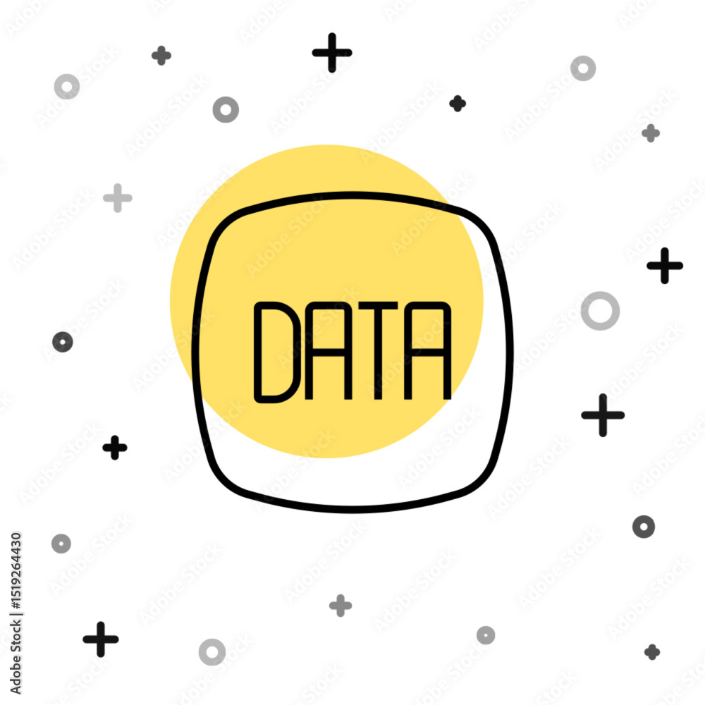 Poster black line data analysis icon isolated on white background. business data analysis process, statisti