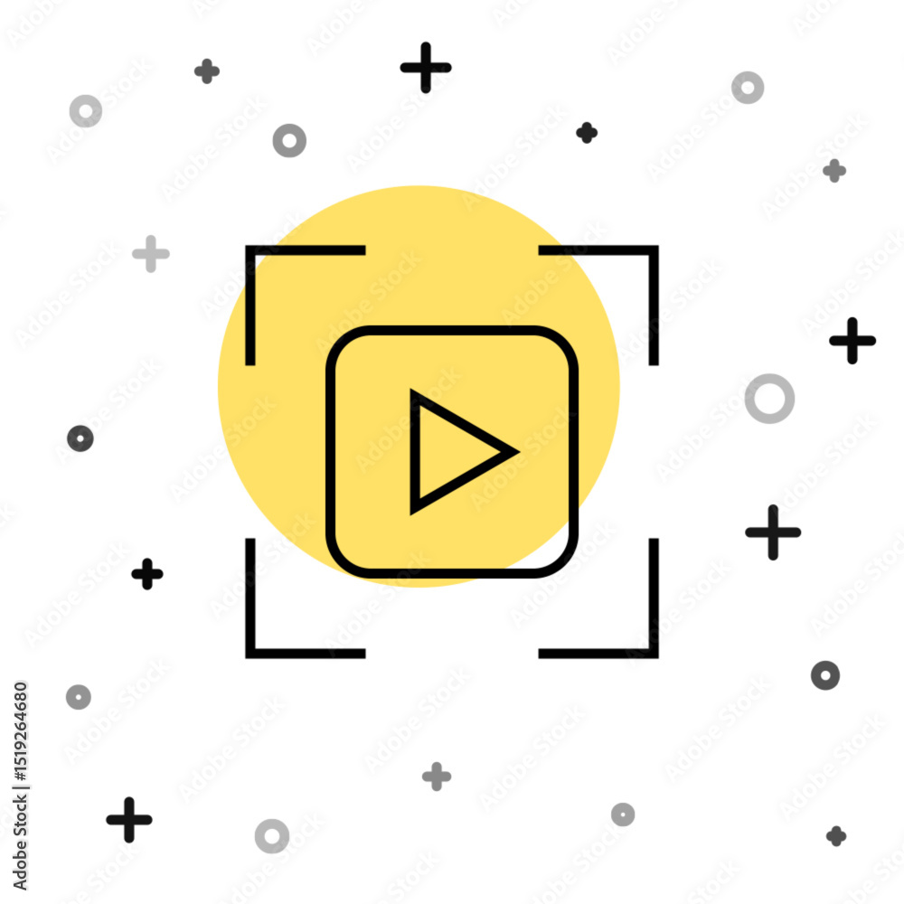 Poster black line camera focus frame line icon isolated on white background. random dynamic shapes. vector