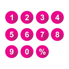 numbers set pink color icon vector