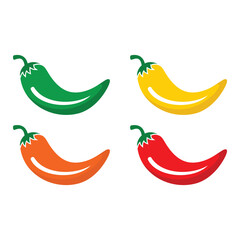 Chili pepper heat levels icon vector template