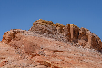 Aztec Sandstone, Early Jurassic geological formation of primarily eolian sand . Mouse's Tank Road, Valley of Fire State Park, Clark County, Nevada geology.