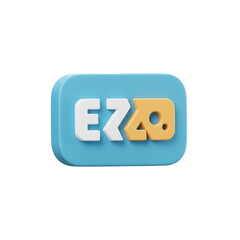 3D Render of EZZA Brand Logo, Isolated on a Blue Background, Simple Modern Design