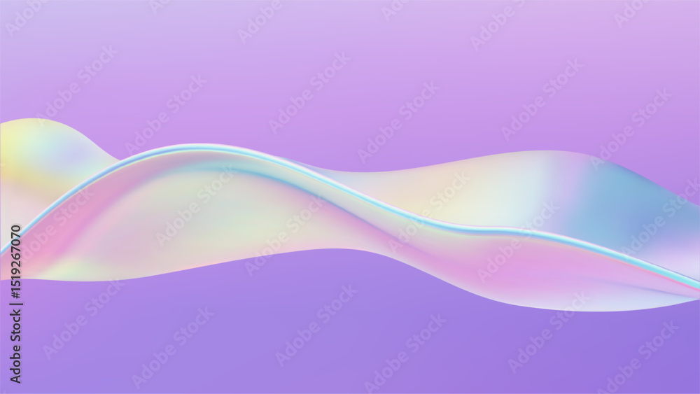 Poster fluid wave 3d glass ribbon. abstract liquid background. blue gradient holographic elements swirl wit