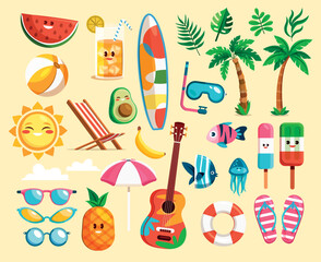 Cartoon Summer Vacation Element Collection