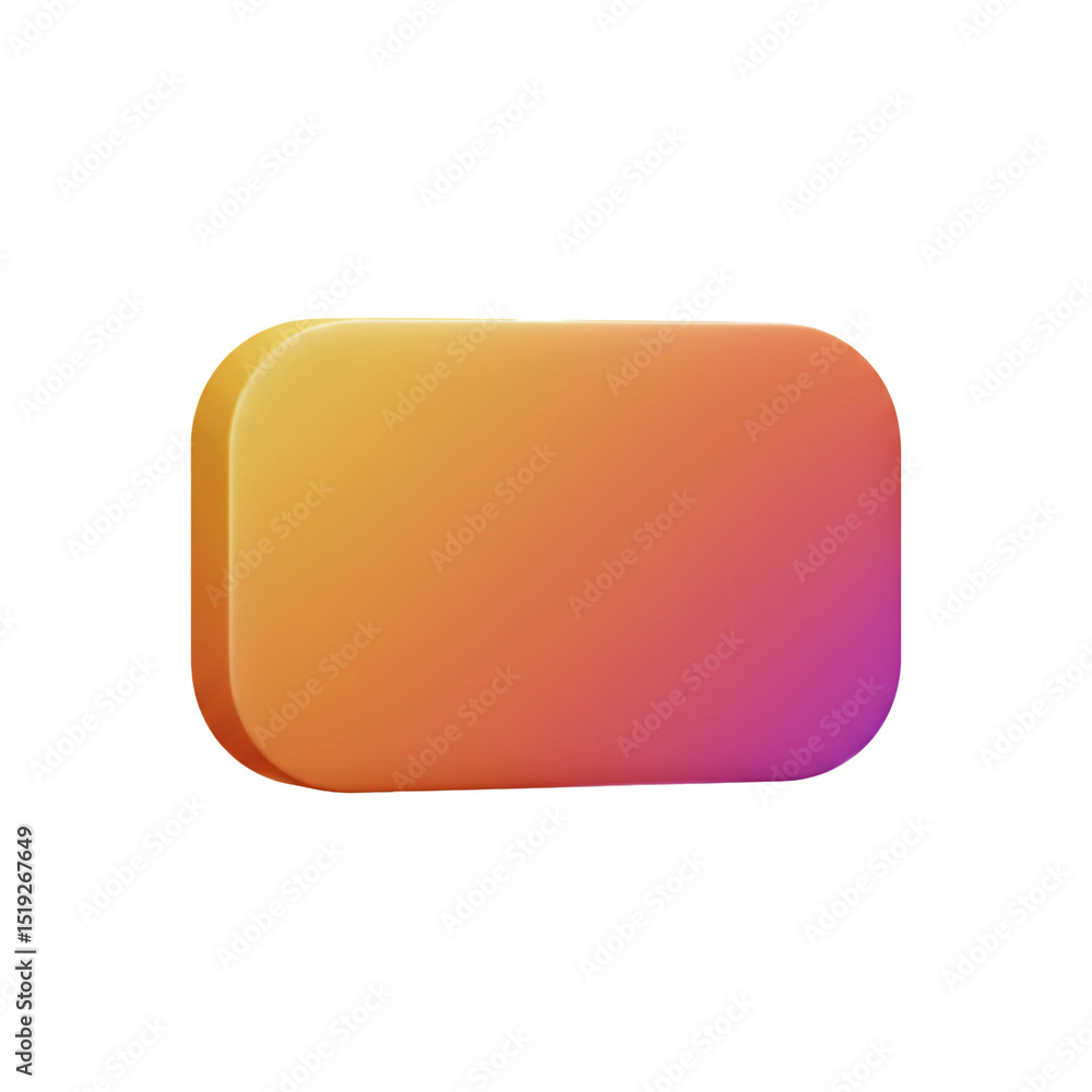 Poster 3d render of a modern button with a smooth gradient, isolated on a white background