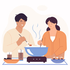 People eating restaurant Minimal Vector Roundish Flat 