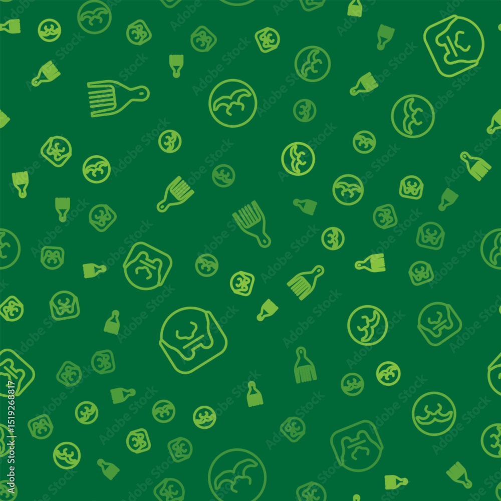 Poster set line barrette, mustache and beard and on seamless pattern. vector
