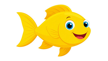 cartoon smiling fish isolated on transparent background.