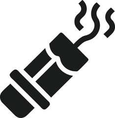 Minimalist black silhouette illustration of burning red fuse wire ready to explode