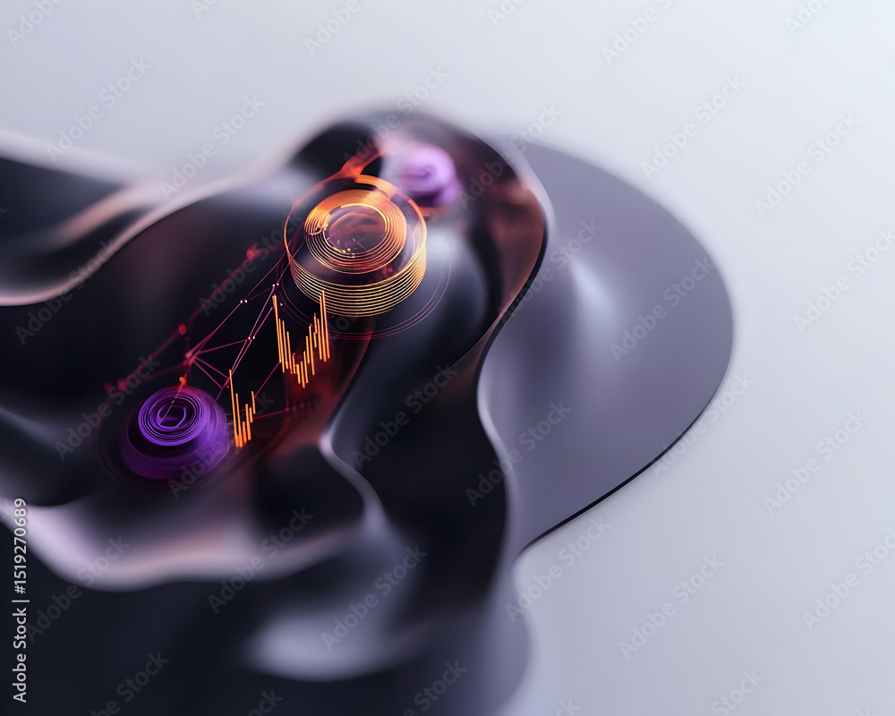 Aufkleber abstract geometric design with fluid forms