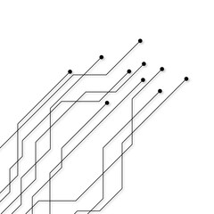 digital technology electronics circuit board elements on white 