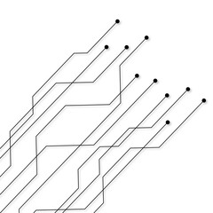 digital technology electronics circuit board elements on white 
