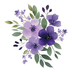 Fototapeta premium watercolor bouquet of Purple flowers