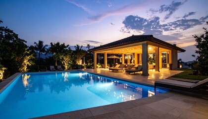 Luxury Villa Twilight Poolside Paradise