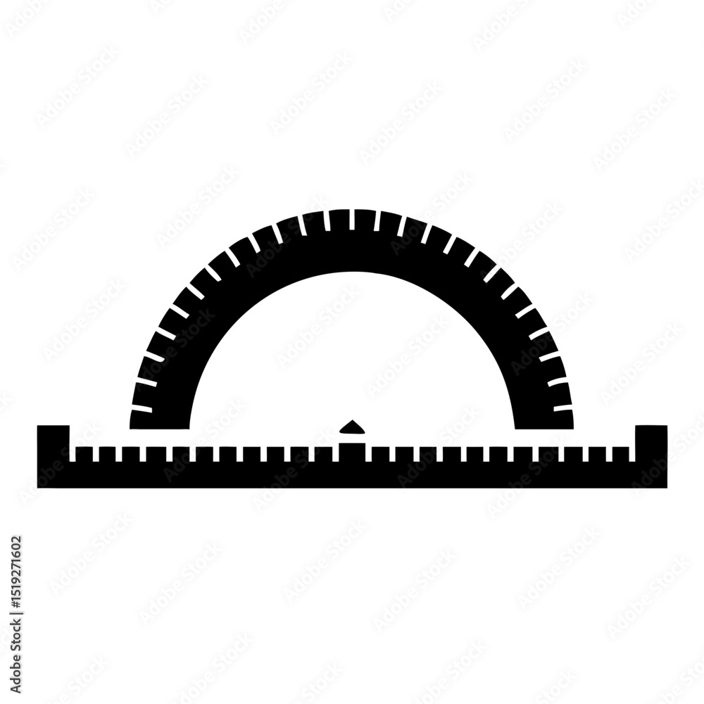 Poster protractor icon geometry tool for measuring angles. precise protractor instrument with degree markin