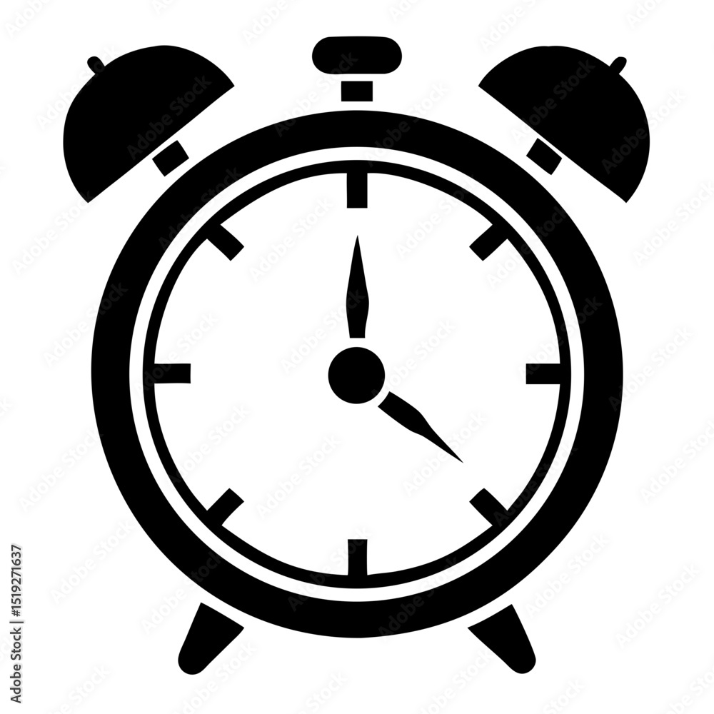 Poster classic alarm clock icon. simple alarm clock design with round face and bell. this alarm clock illus
