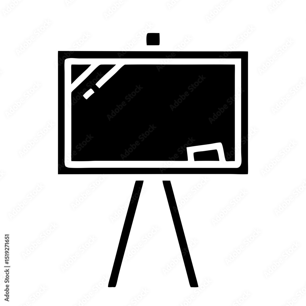 Aufkleber simple black chalkboard on easel stand. chalkboard design perfect for announcements, presentations, 