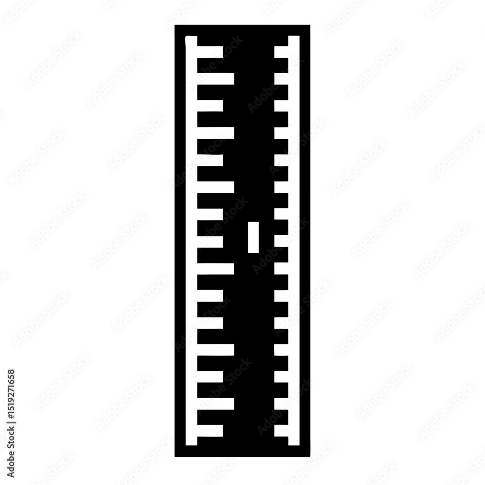 Poster simple black ruler icon for measurement. ruler shows precise markings for accurate calculations. thi